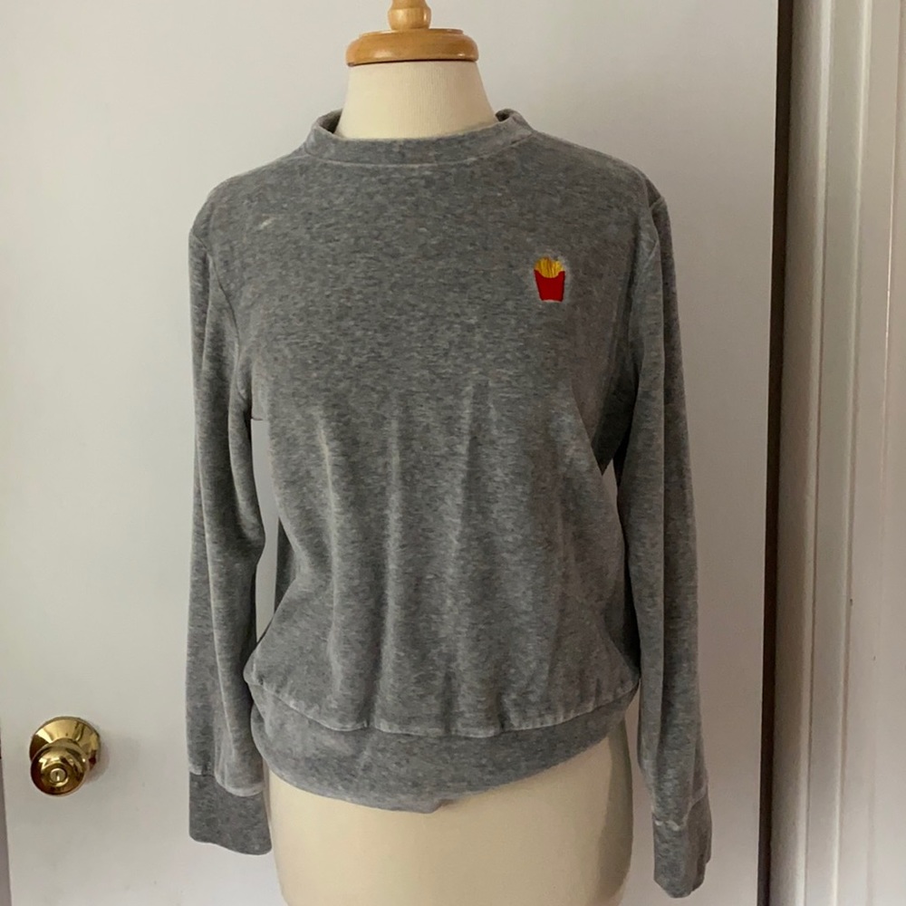 KULE Size S Grey Terry French Fries Sweatshirt